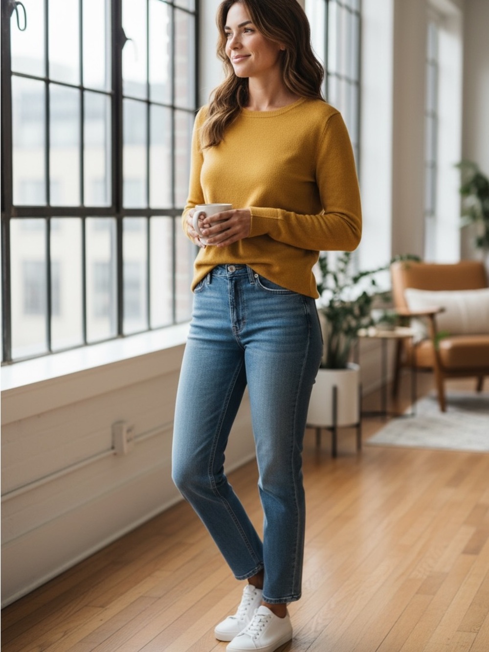 C4- Solid Mustard Yellow Crewneck Sweater